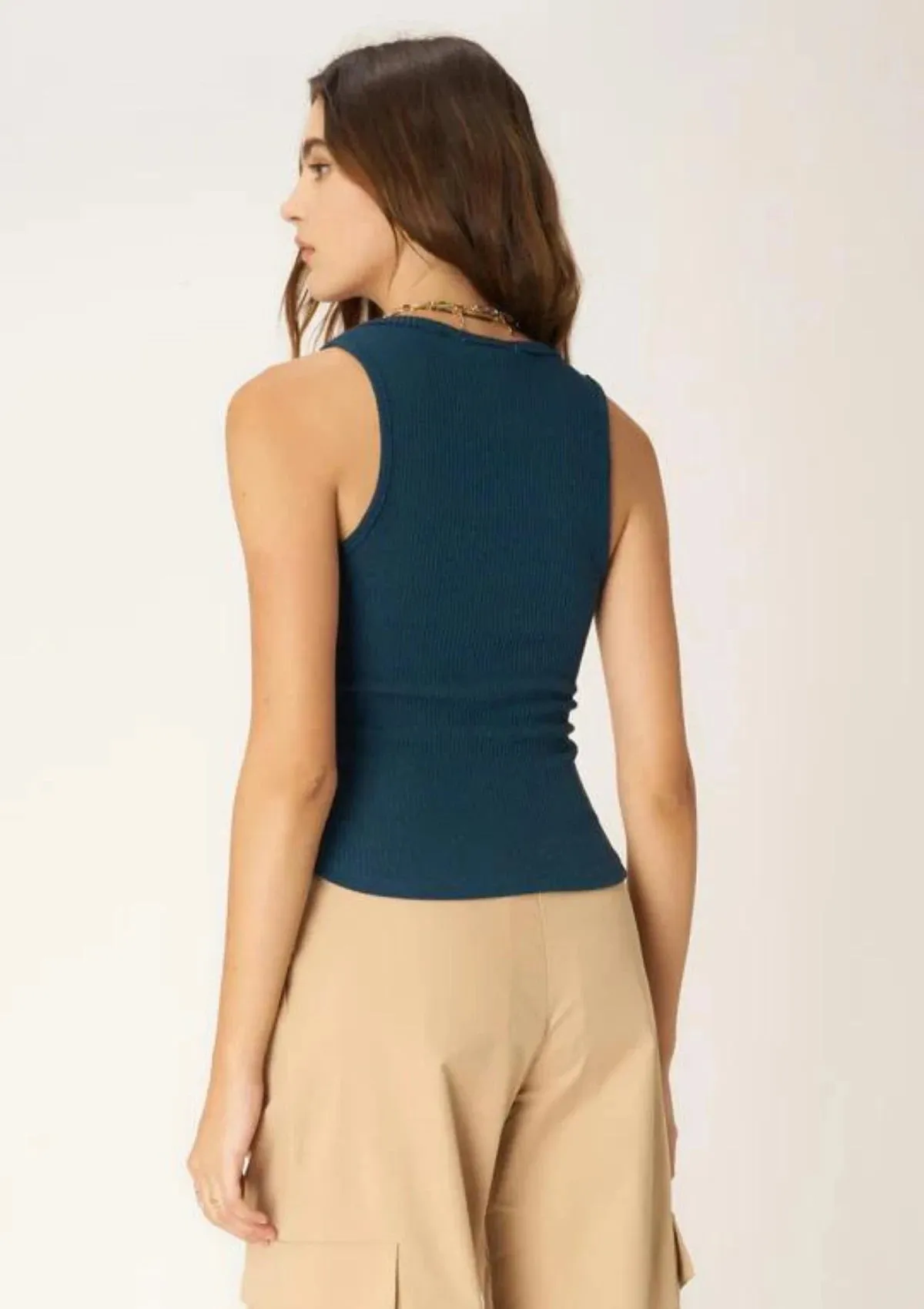 Madly Rib Notch Tank - Oceanic Teal