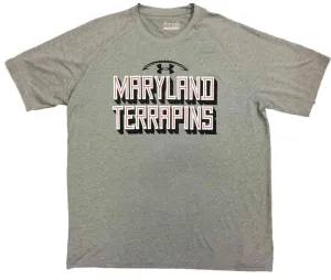 Maryland Terrapins Under Armour Loose Gray Heatgear Performance T-Shirt (L)