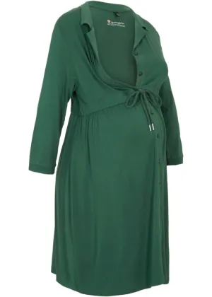 Maternity/nursing dress with collar Bpc Bonprix Collection, green