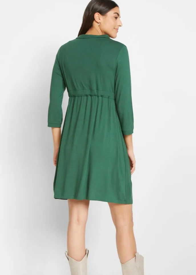 Maternity/nursing dress with collar Bpc Bonprix Collection, green