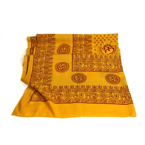 Meditation Yoga Prayer Shawl - Mantra Om - Yellow Large