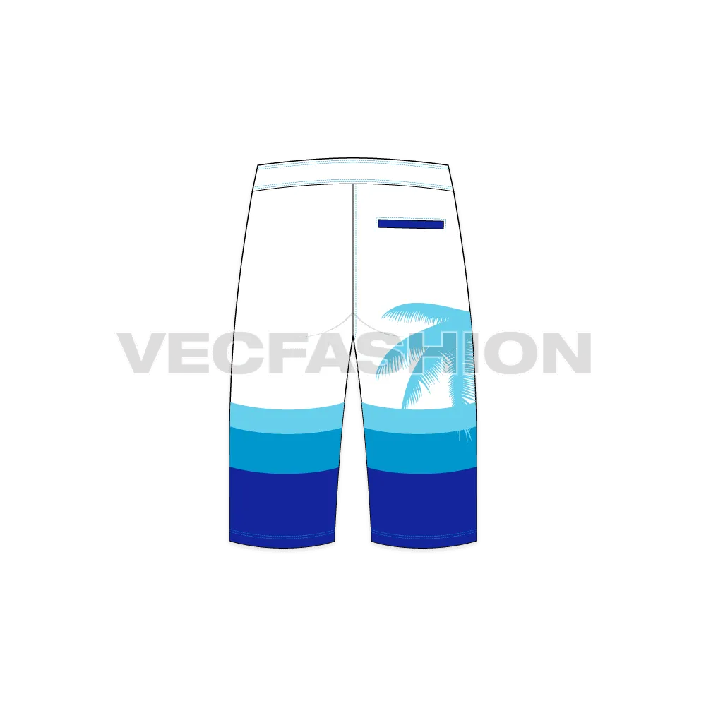 Mens Beach Board Shorts Vector Template