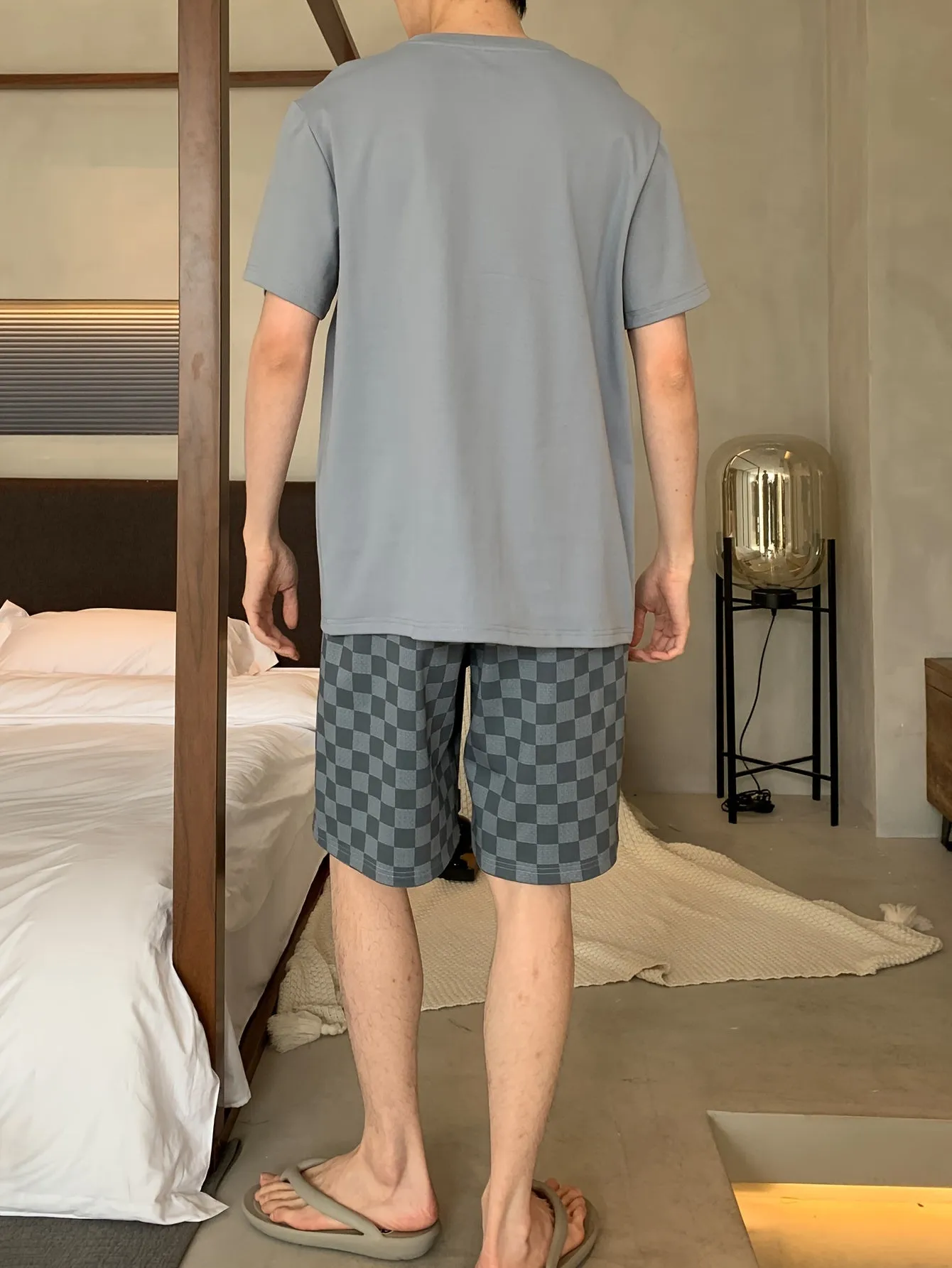 Mens Cotton Lightweight Short Sleeve Pajama Set - 2 Piece Lounge & Shorts Combo, Soft & breathable for Stylish, Comfortable Home Relaxation - Perfect Casual Nightwear Set