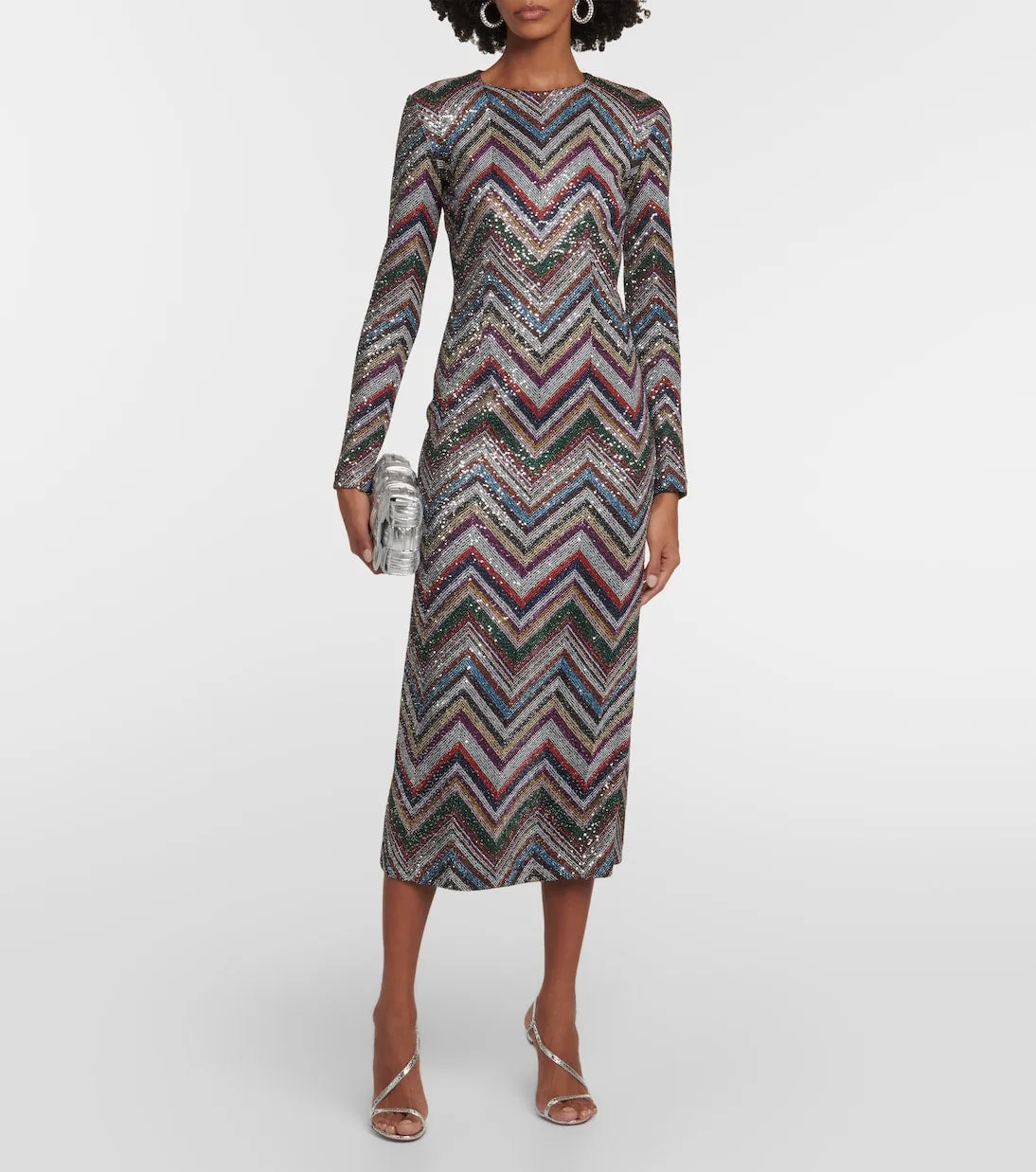 Midi dress with zigzag pattern and sequins Missoni, multicolor