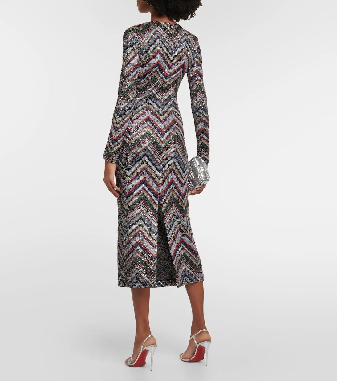 Midi dress with zigzag pattern and sequins Missoni, multicolor