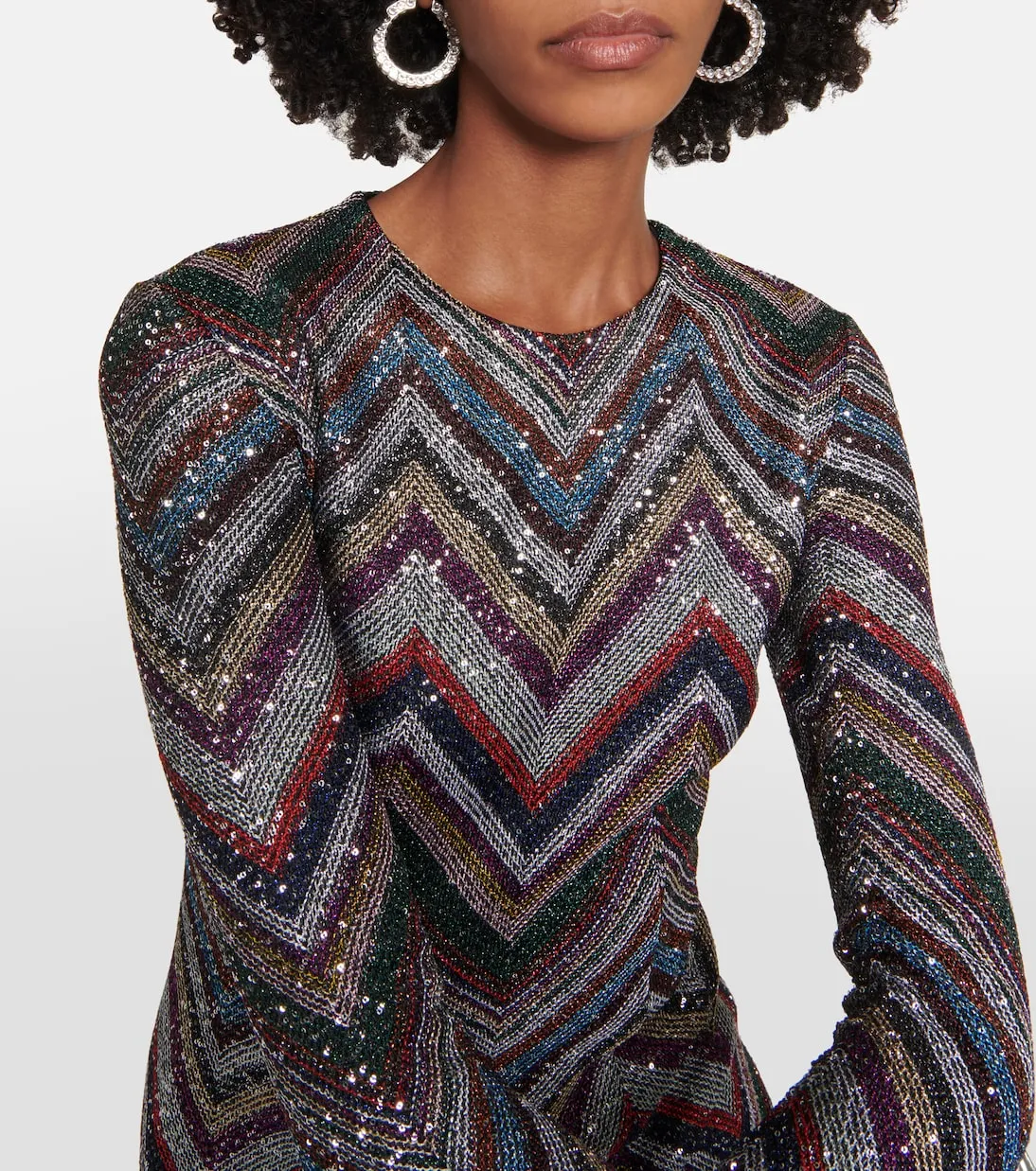 Midi dress with zigzag pattern and sequins Missoni, multicolor