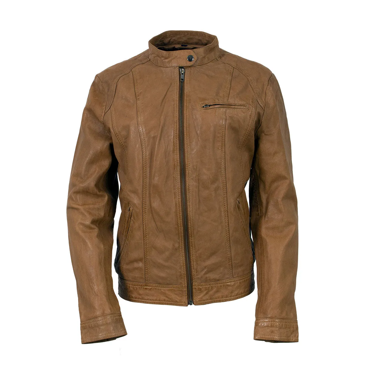 Milwaukee Leather Vintage SFL2811 Women's Cognac Zipper Front Motorcycle Casual Fashion Leather Jacket