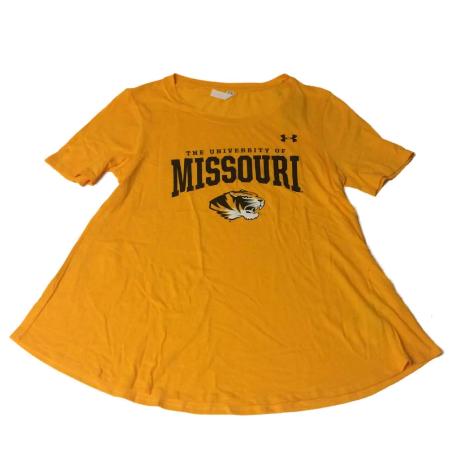 Missouri Tigers Under Armour WOMENS Yellow Oversized Short Sleeve T-Shirt (S)