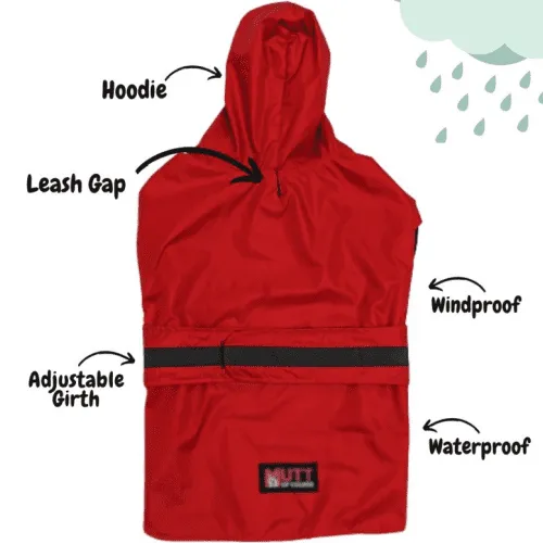 Mutt of Course Raincoat For Dogs (Red)