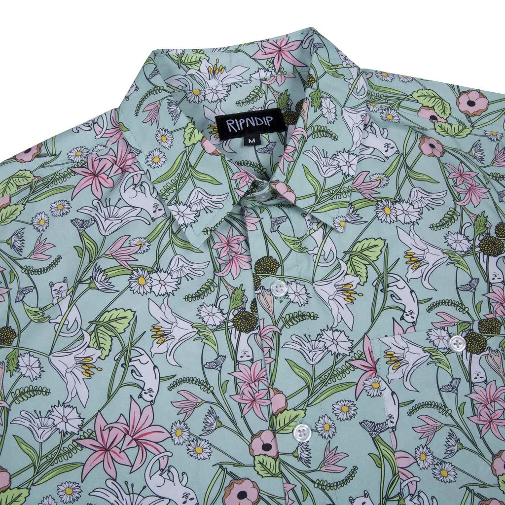 Nermal Floral S/S Button Up (Aqua)