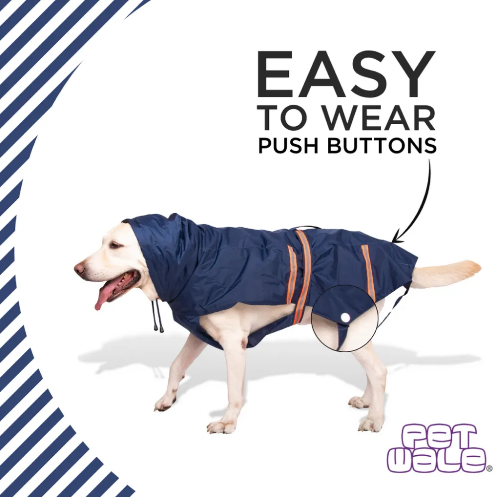 PetWale Reflective Raincoat for Dogs (Navy Blue)