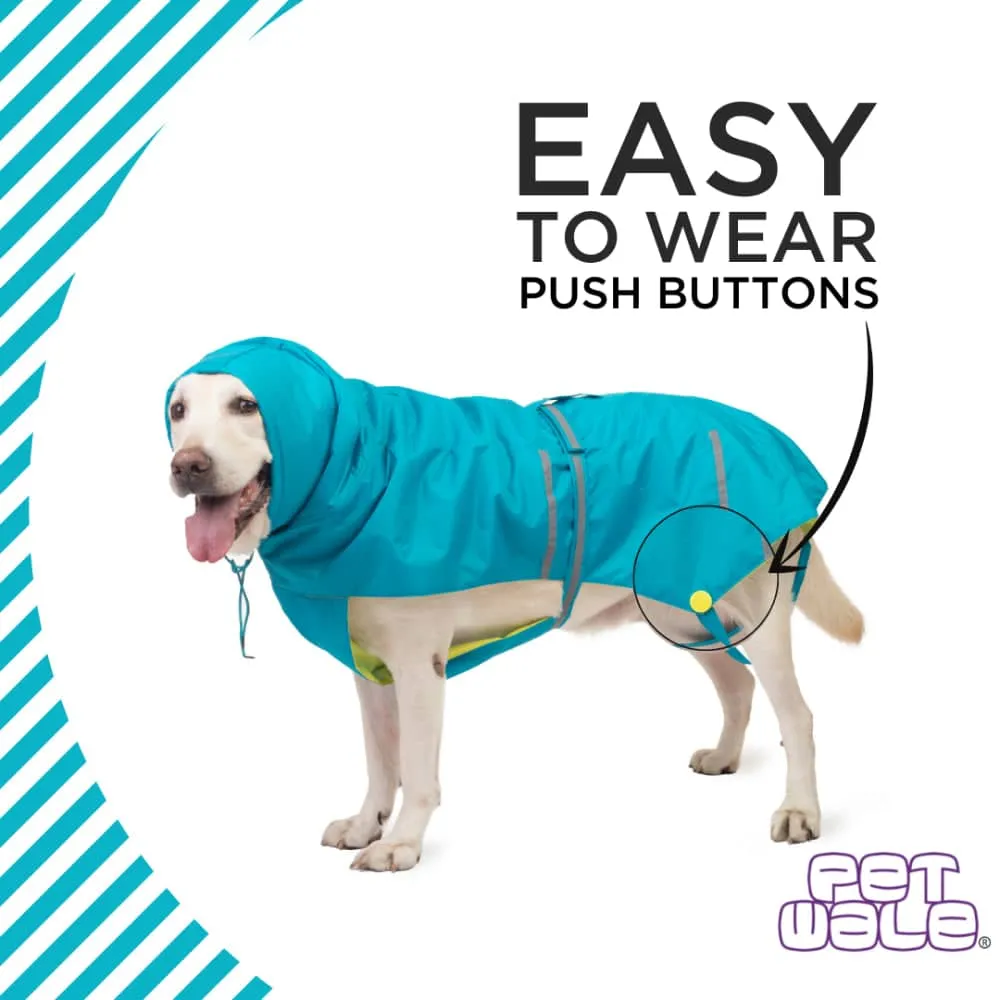 PetWale Reflective Raincoat for Dogs (Turquoise)