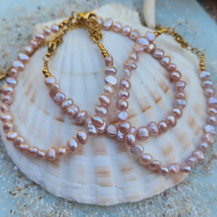 PINK BAROQUE PEARL WATERPROOF 18K GOLD BRACELET