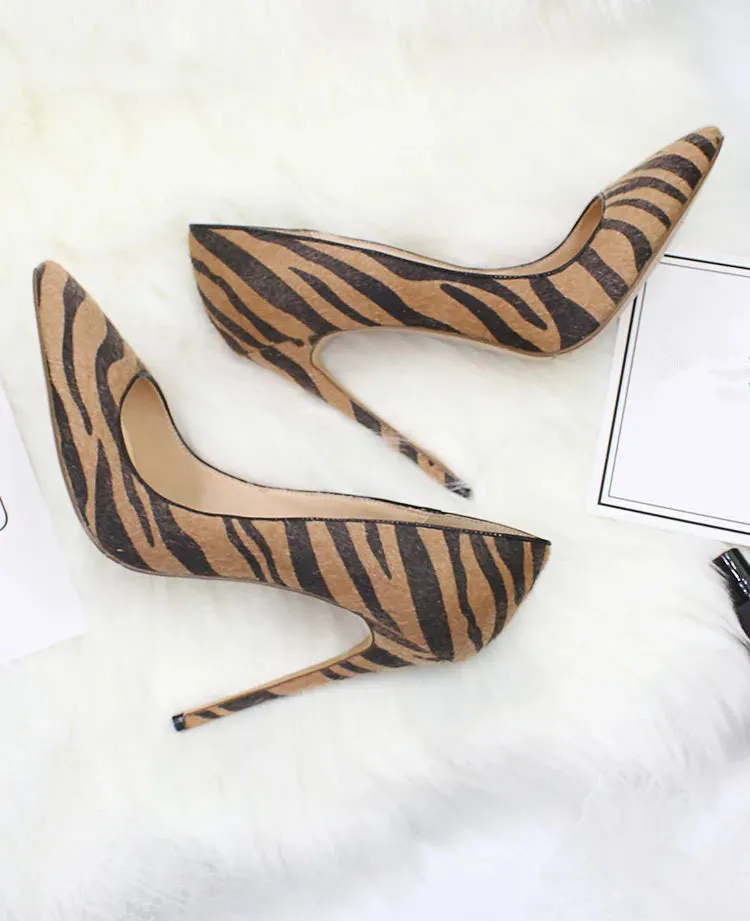 Pre Order:  Textured Brown Zebra Pattern Stilettos