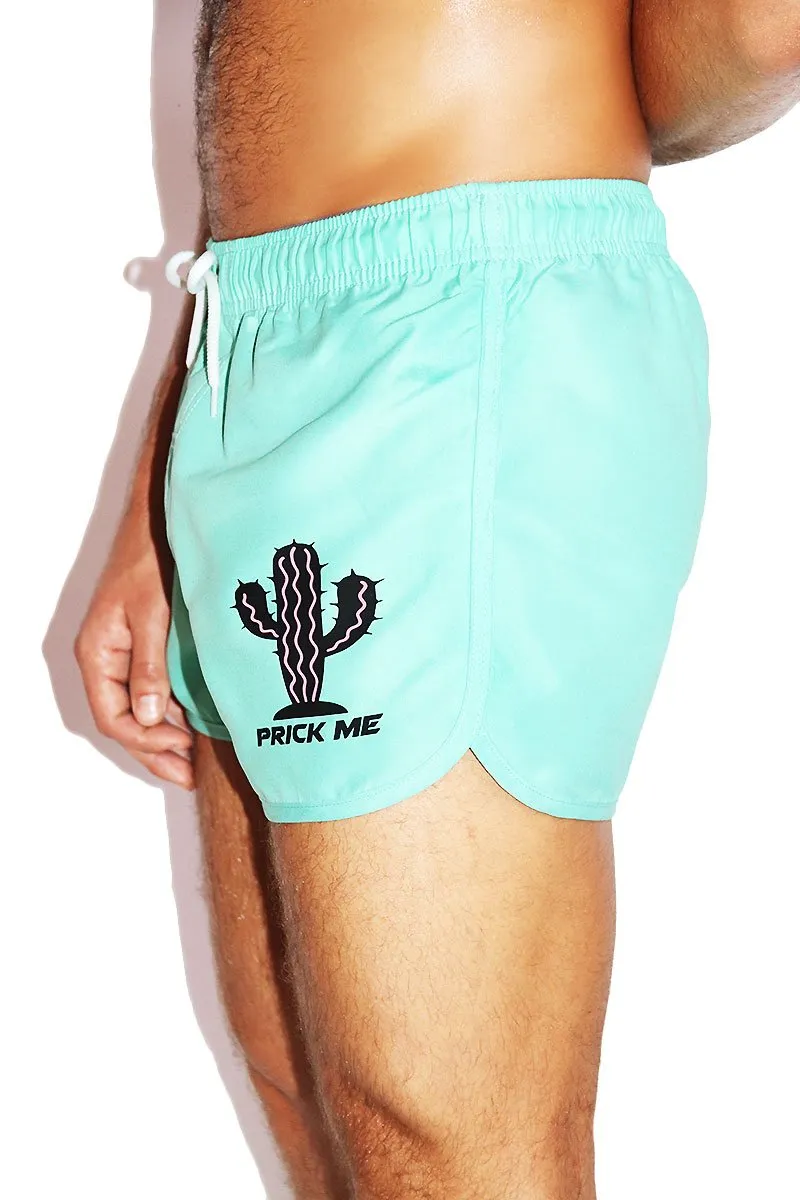 Prick Me Cactus Board Shorts-Mint