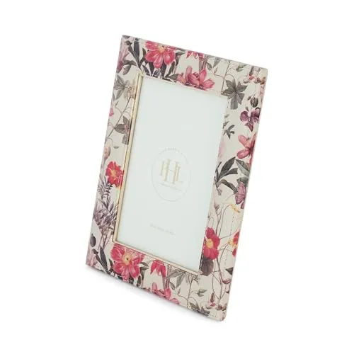 PURE HOME   LIVING White and Pink Floral Print Faux Leather Photo Frame - Large