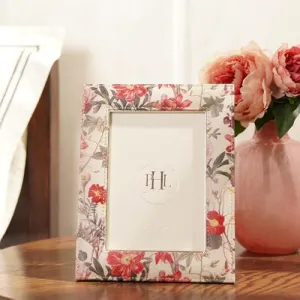 PURE HOME   LIVING White and Pink Floral Print Faux Leather Photo Frame - Large