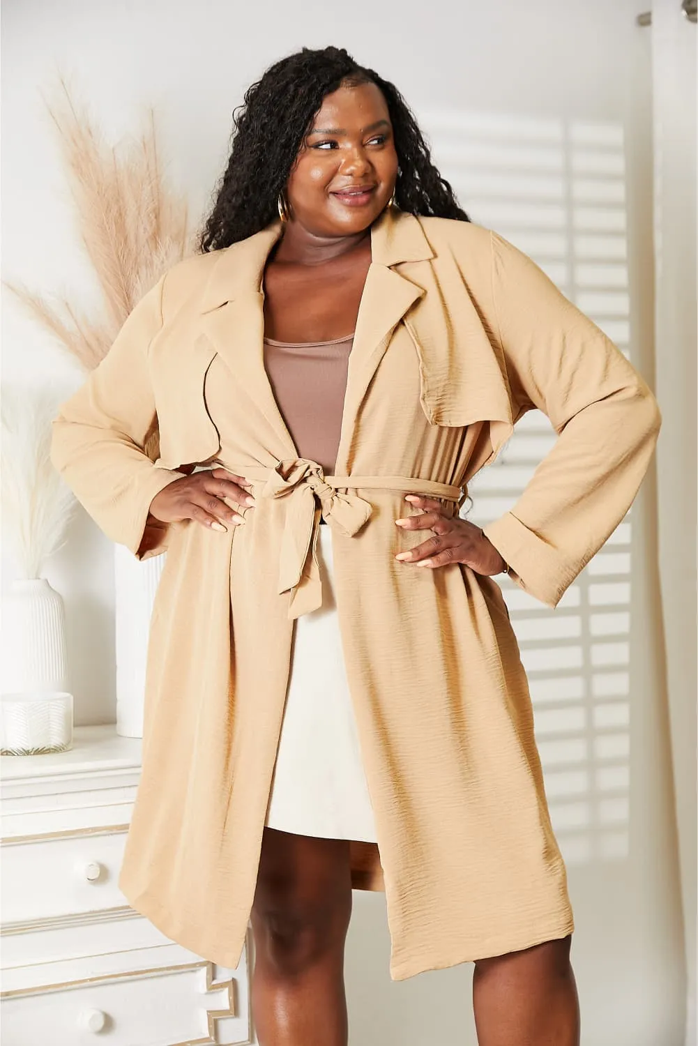 Ready For My Love Full Size Tied Trench Coat with Pockets