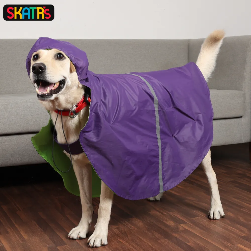 Skatrs Full Coverage Cape Style Raincoat for Dogs and Cats (Purple)