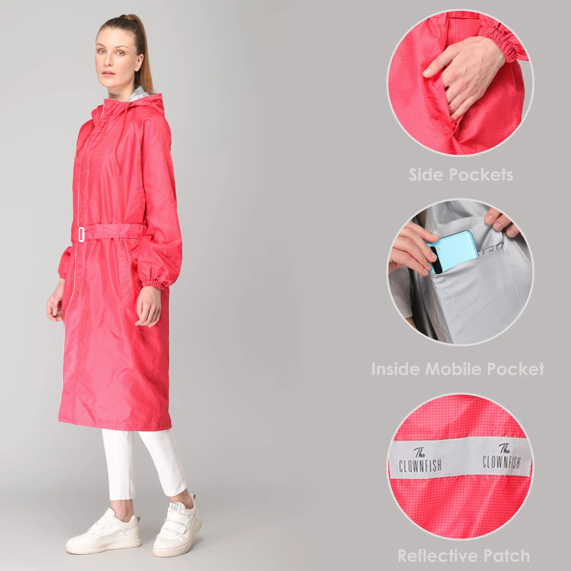 The Clownfish by STRAUSS Raincoats for Women Waterproof Reversible Double Layer. Brilliant Pro Series (Red, XX-Large)