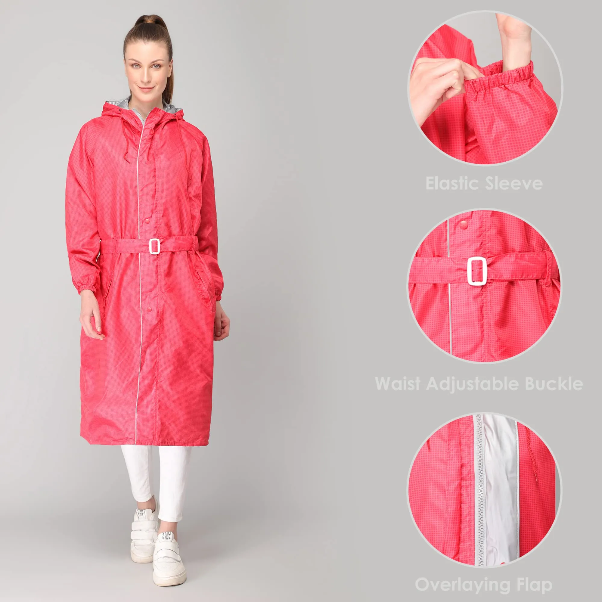 The Clownfish by STRAUSS Raincoats for Women Waterproof Reversible Double Layer. Brilliant Pro Series (Red, XX-Large)