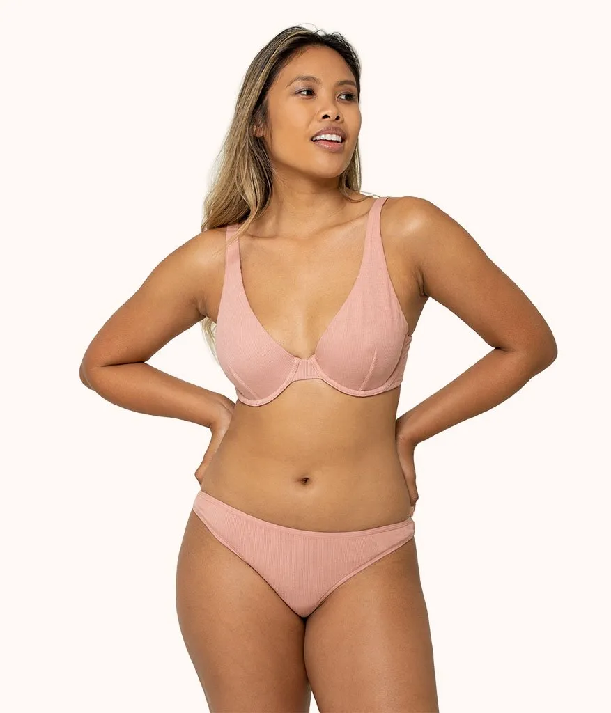 The Ribbed Thong: Shell Pink