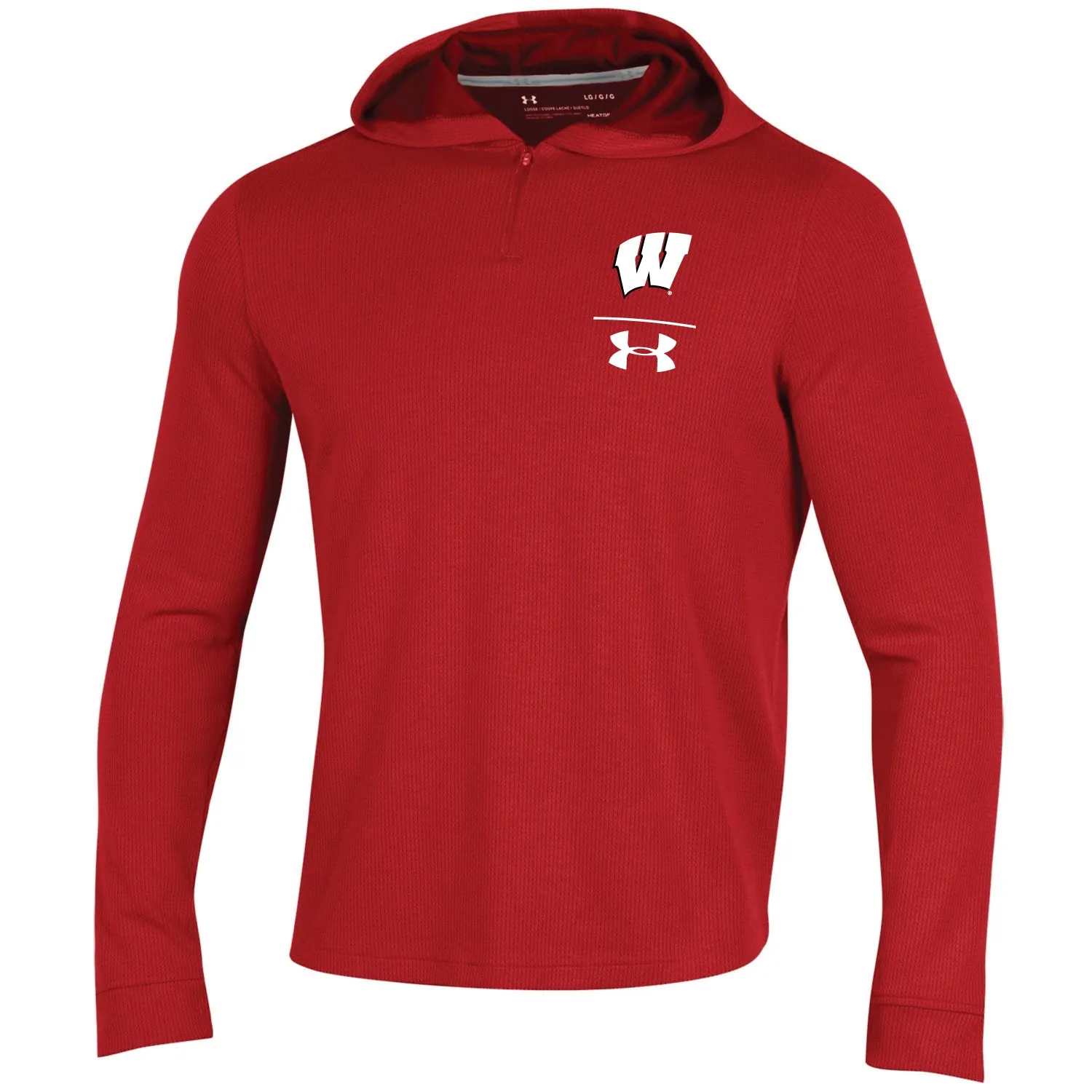 Wisconsin Badgers Under Armour Red 1/4 Zip Loose Sideline Waffle Hoodie Pullover