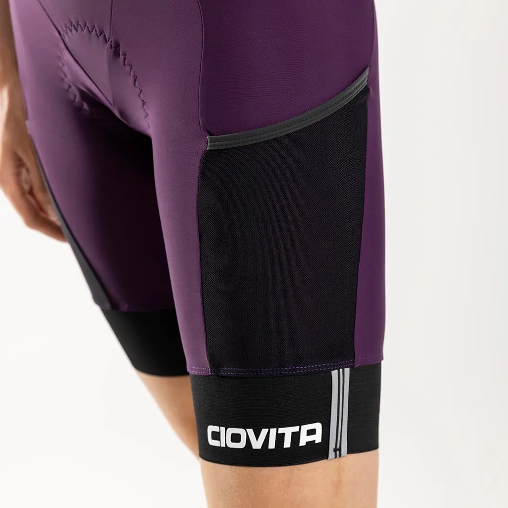 Women's Cargo Bib Shorts (Plum)